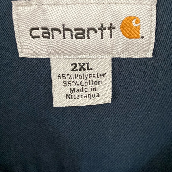 Carhartt Men’s Dark Navy Short Sleeve Button Up Shirt Work Shirt Sz 2XL - Picture 7 of 8